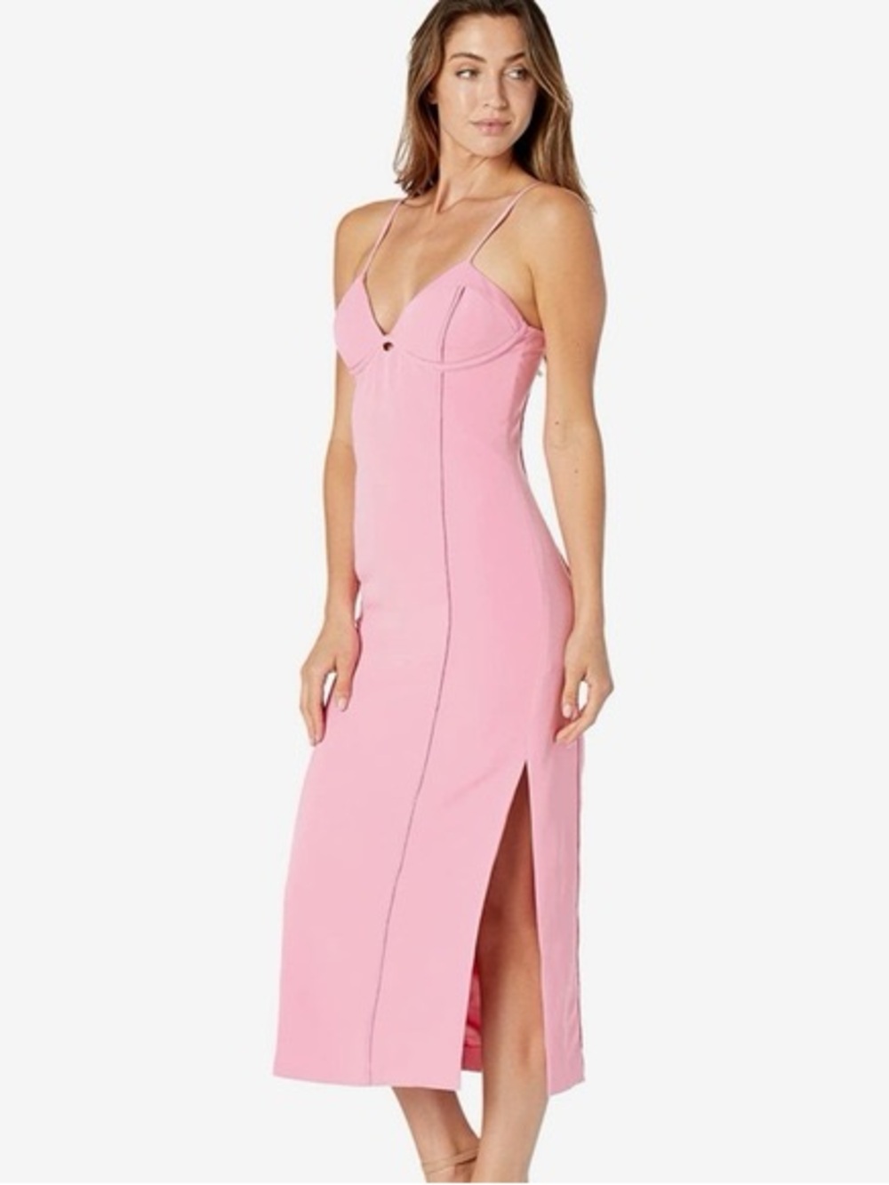 Bardot Blush Pink Spaghetti-Strap Midi Dress